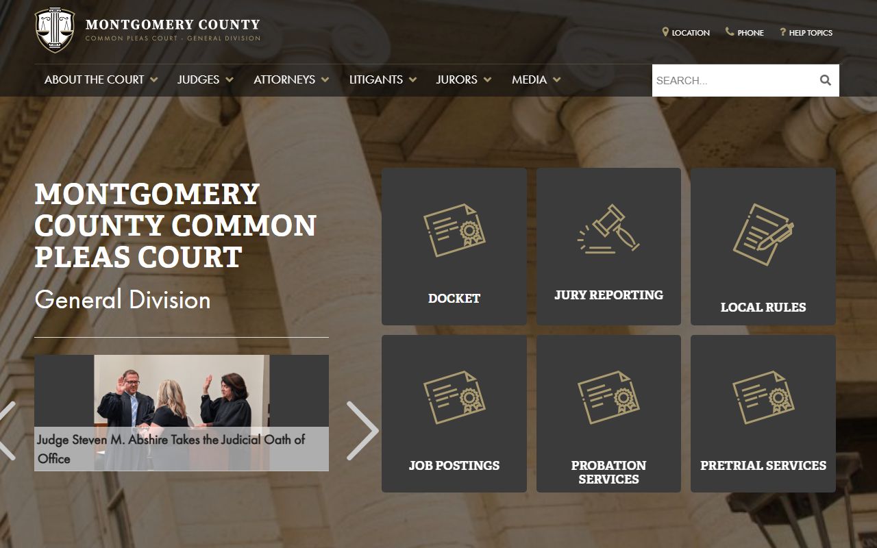 Montgomery County Court of Common Pleas General Division home page
