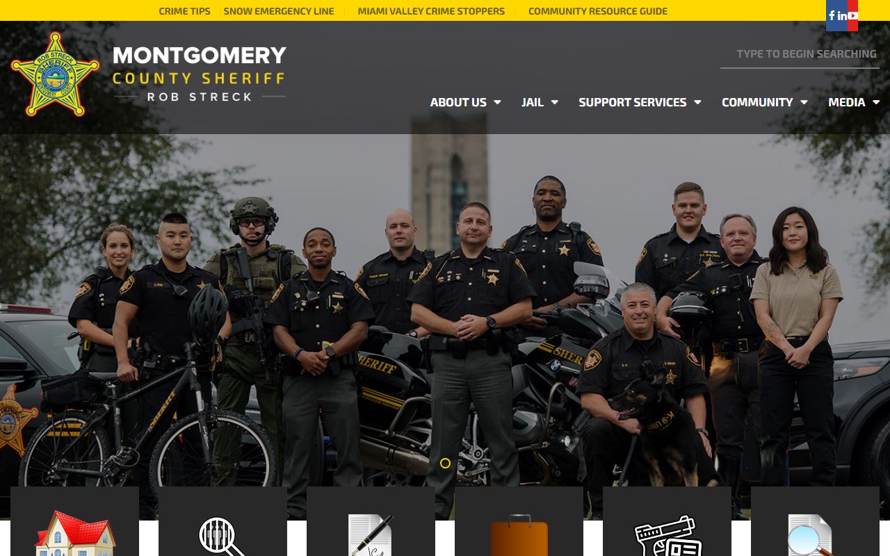 Montgomery County Sheriff home page with jail and inmate services