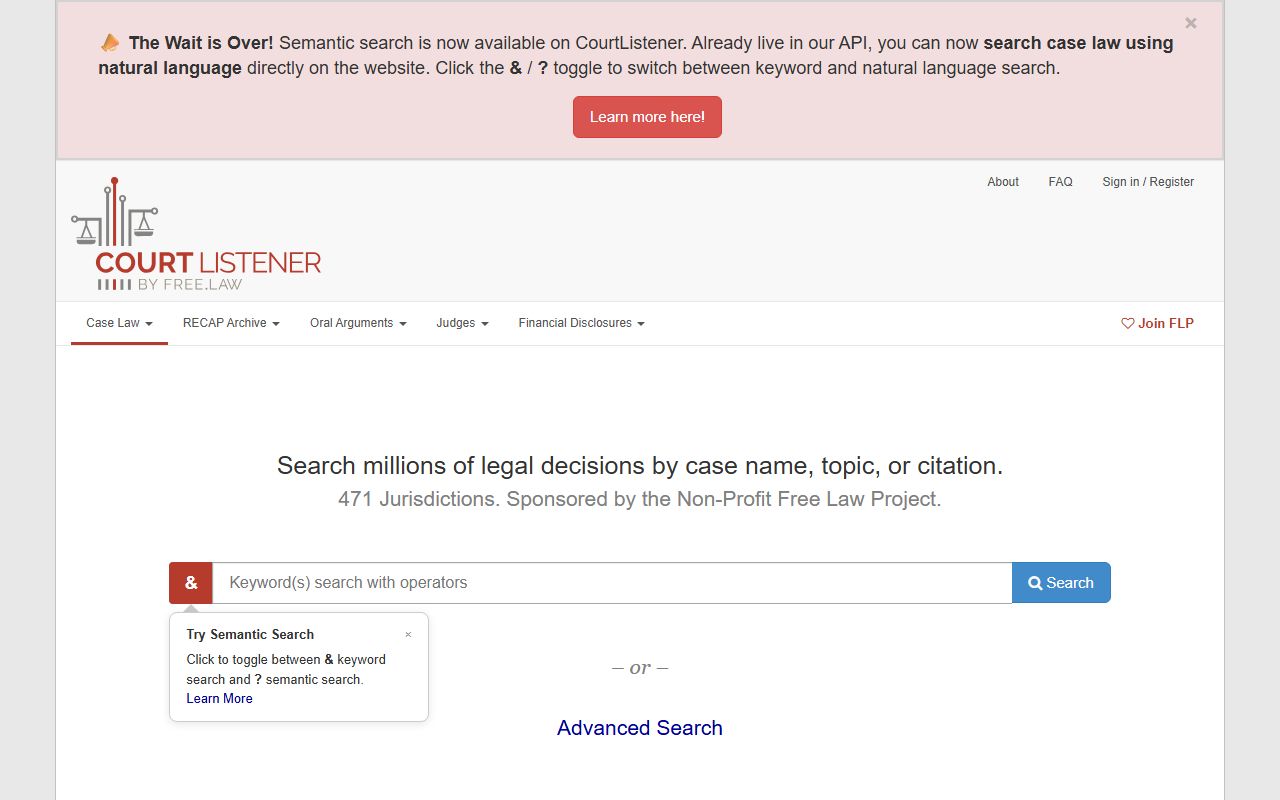 CourtListener free legal research tool for Montgomery County court dockets and federal cases
