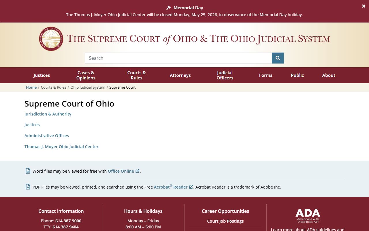 Ohio judicial system overview showing the Montgomery County Court of Common Pleas level