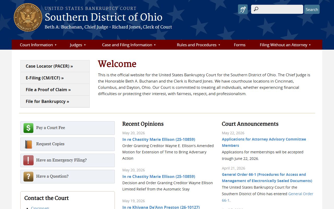 U.S. Bankruptcy Court Southern District of Ohio for Montgomery County filings