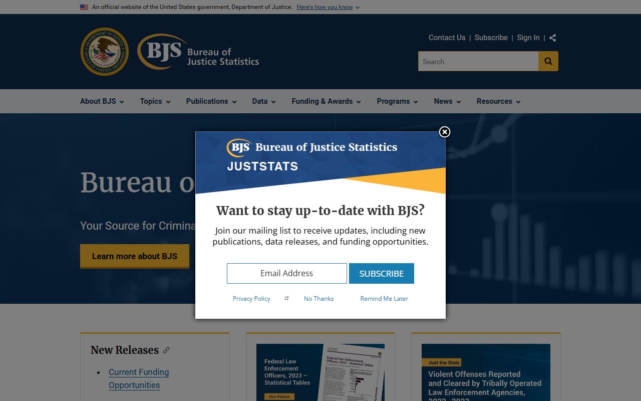 Bureau of Justice Statistics site used for Montgomery County inmate population national context