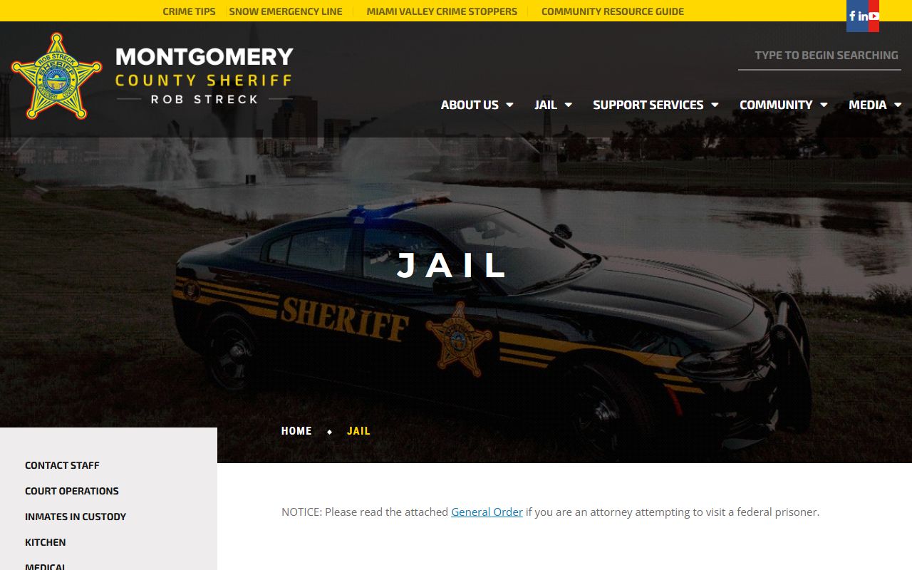 Montgomery County jail page on the Sheriff's website