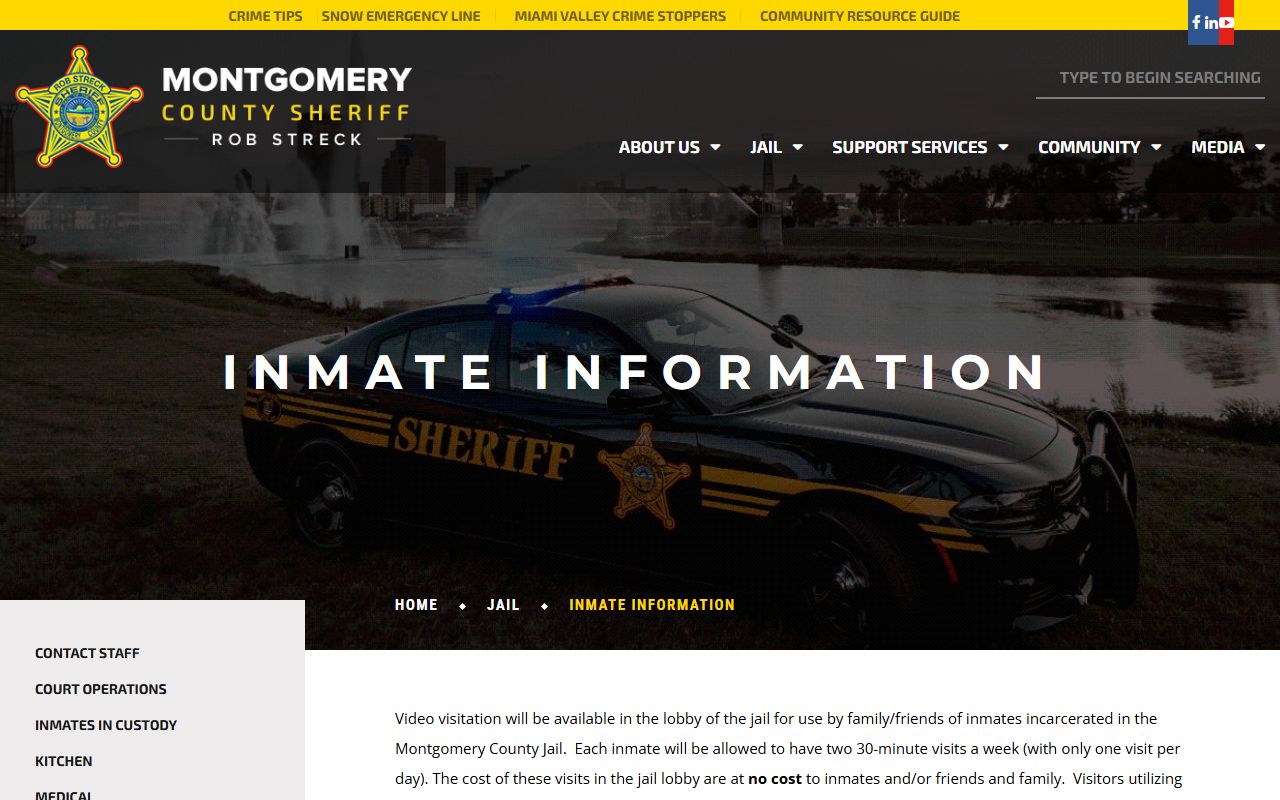Montgomery County jail inmate information page