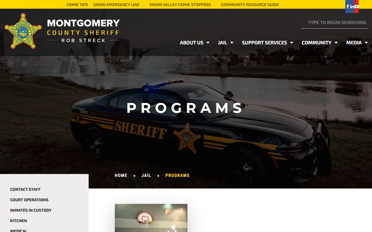 Montgomery County jail programs page on the Sheriff's website