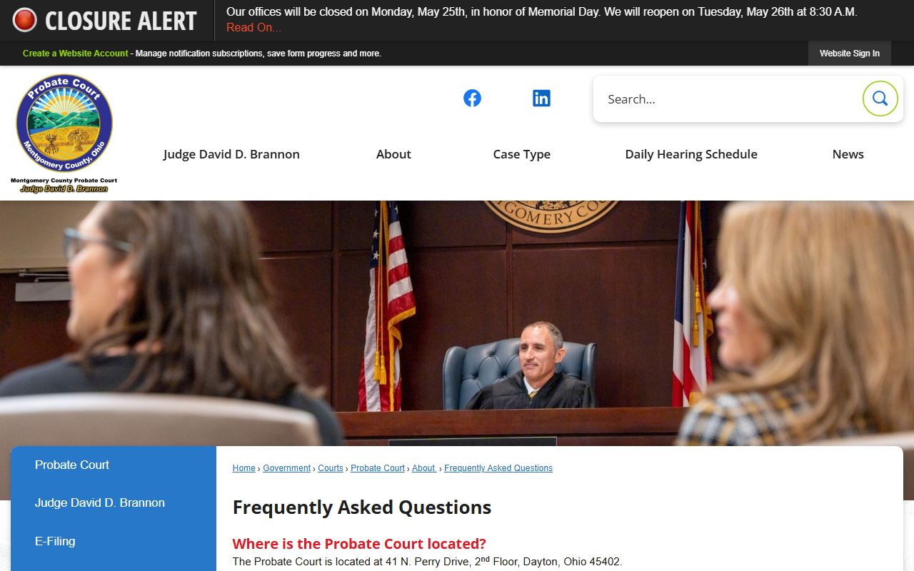 Montgomery County probate records frequently asked questions page for the Probate Court